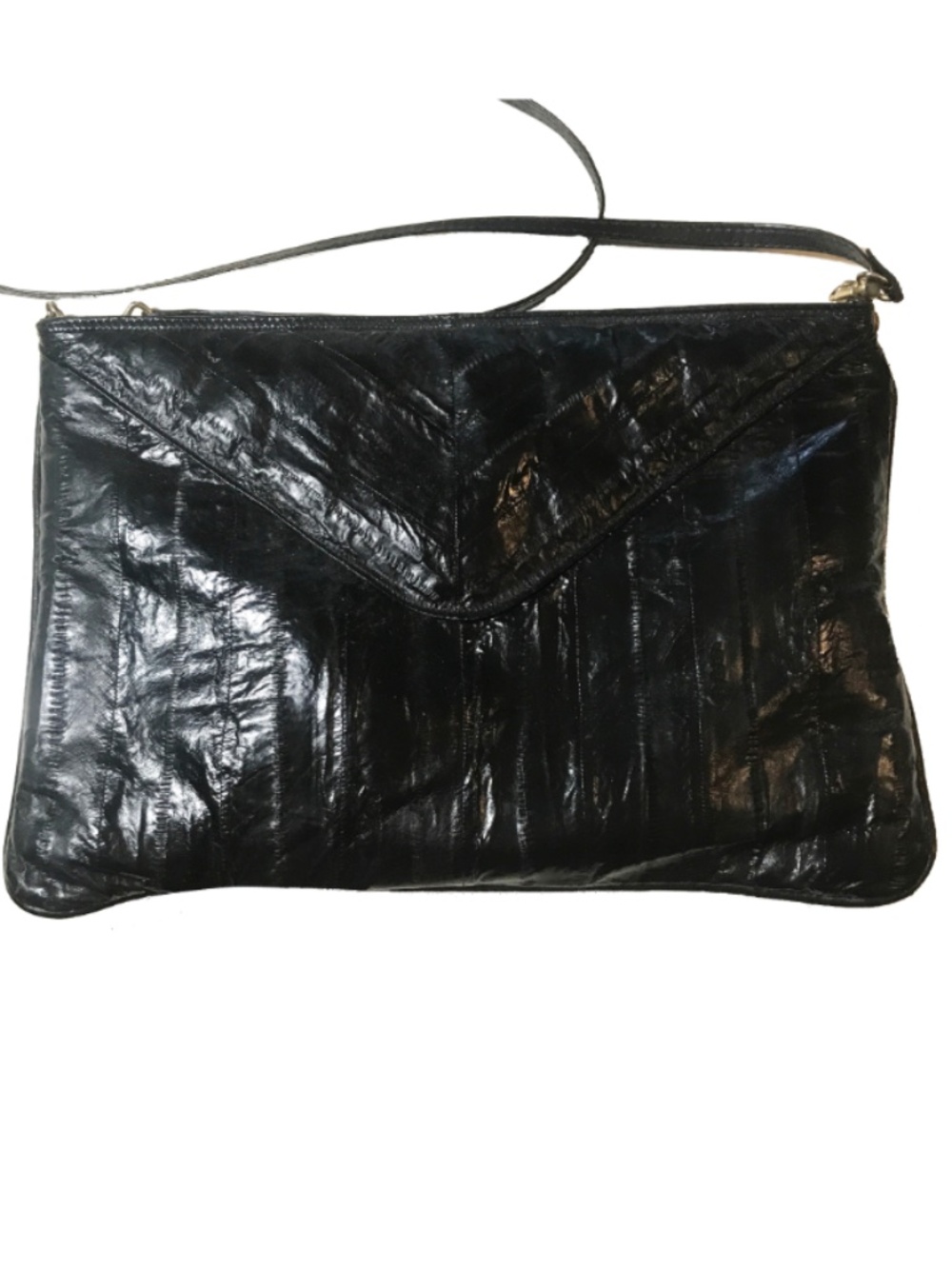 Naiade Black Eel Skin Crossbody Purse